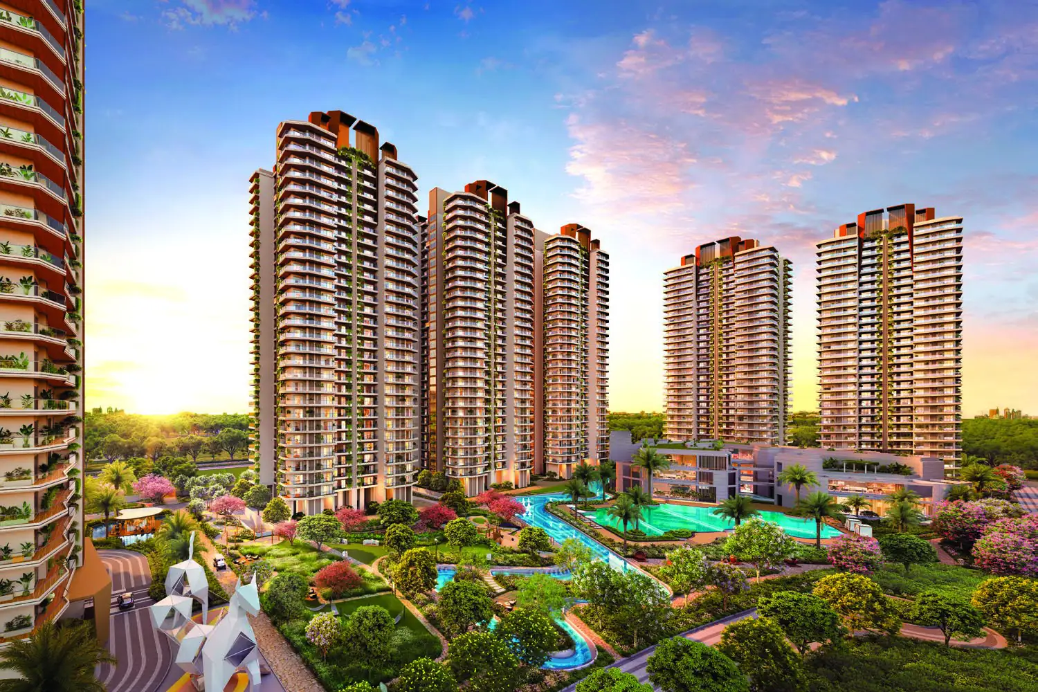 The estate at sunset